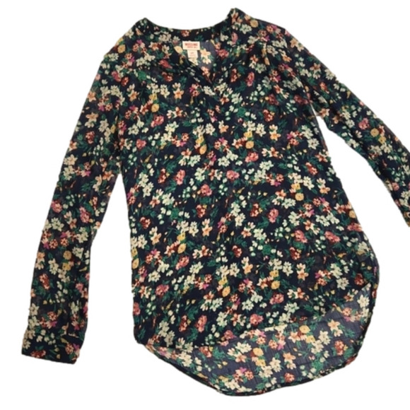 Womens Mossimo navy floral sheer long sleeve top size Small. - Picture 10 of 16